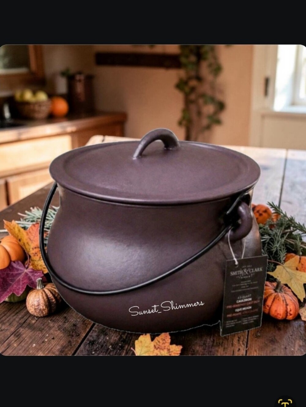 Smith & Clark Cast Iron Witches Brew Cauldron 4QT Pot RARE Purple Plum Halloween